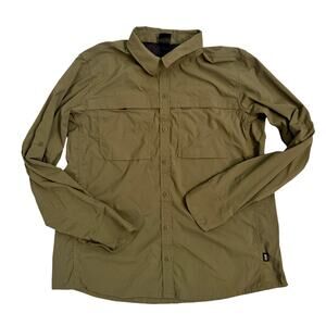 REI Co-Op Women's Button Down Hiking Shirt Green Size L Breathable Pockets